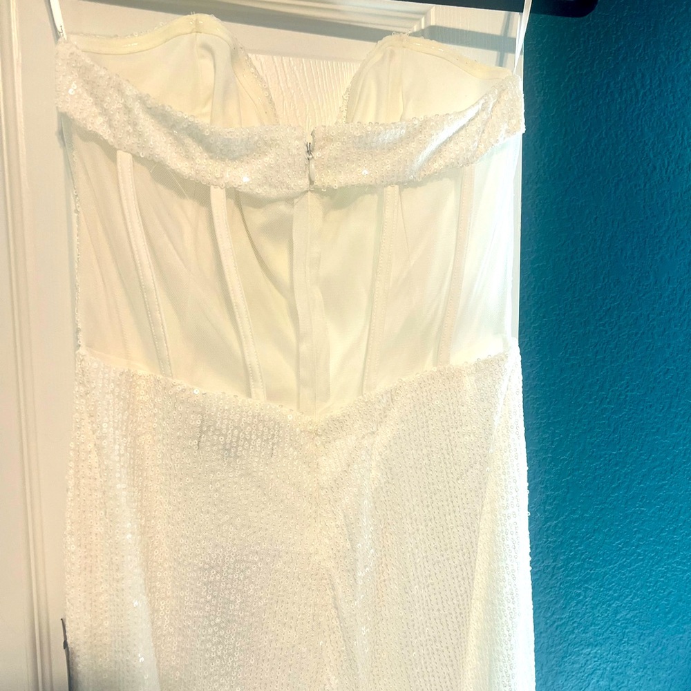 Lulus white sequin jumpsuit